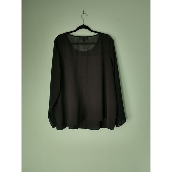 Eloquii Womens Semi Sheer Shirt Size 22 Black Career Office Witchcore Flowy NWT - Picture 2 of 6